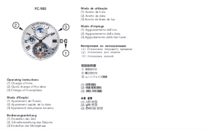 Page 1 de la notice Manuel utilisateur Frederique Constant FC 985