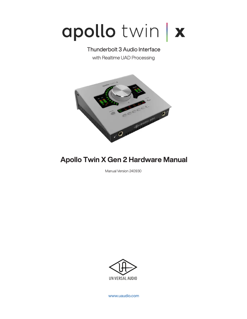 Page n°1 - Manuel utilisateur Universal Audio Apollo Twin X