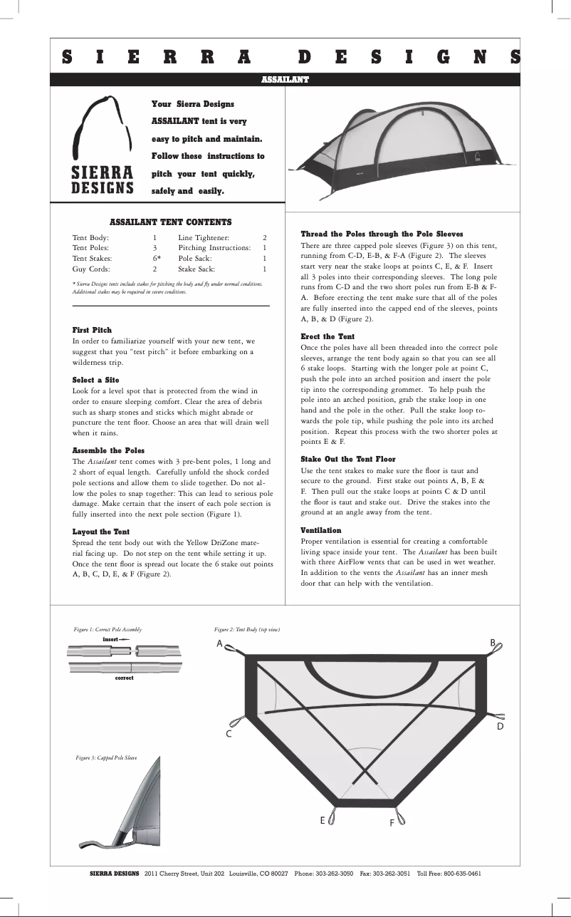 Página 1 del manual Manual de usuario Sierra Designs Assailant