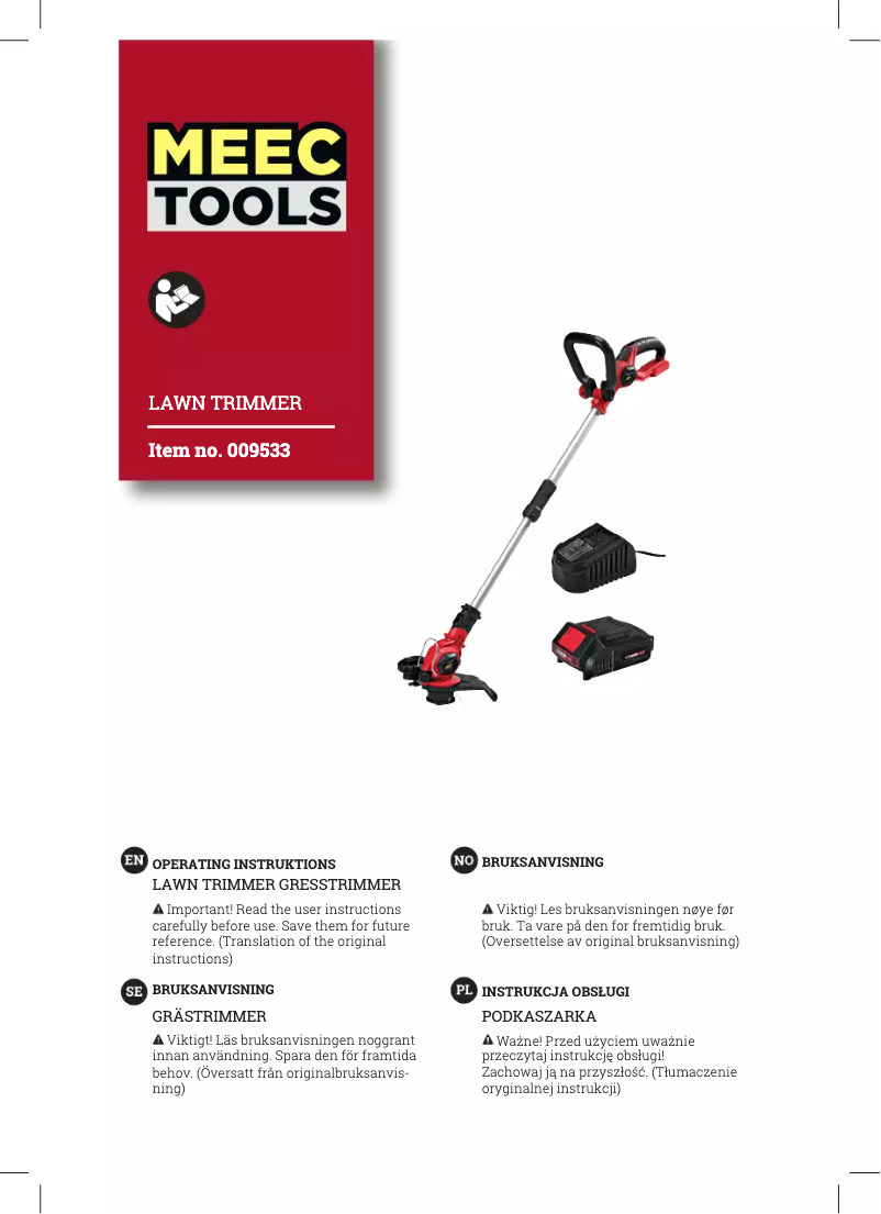 Page n°1 - Manuel utilisateur Meec Tools 009-533