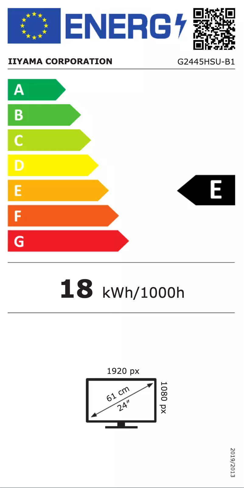Page n°1 - Label énergétique Iiyama G-Master G2445HSU