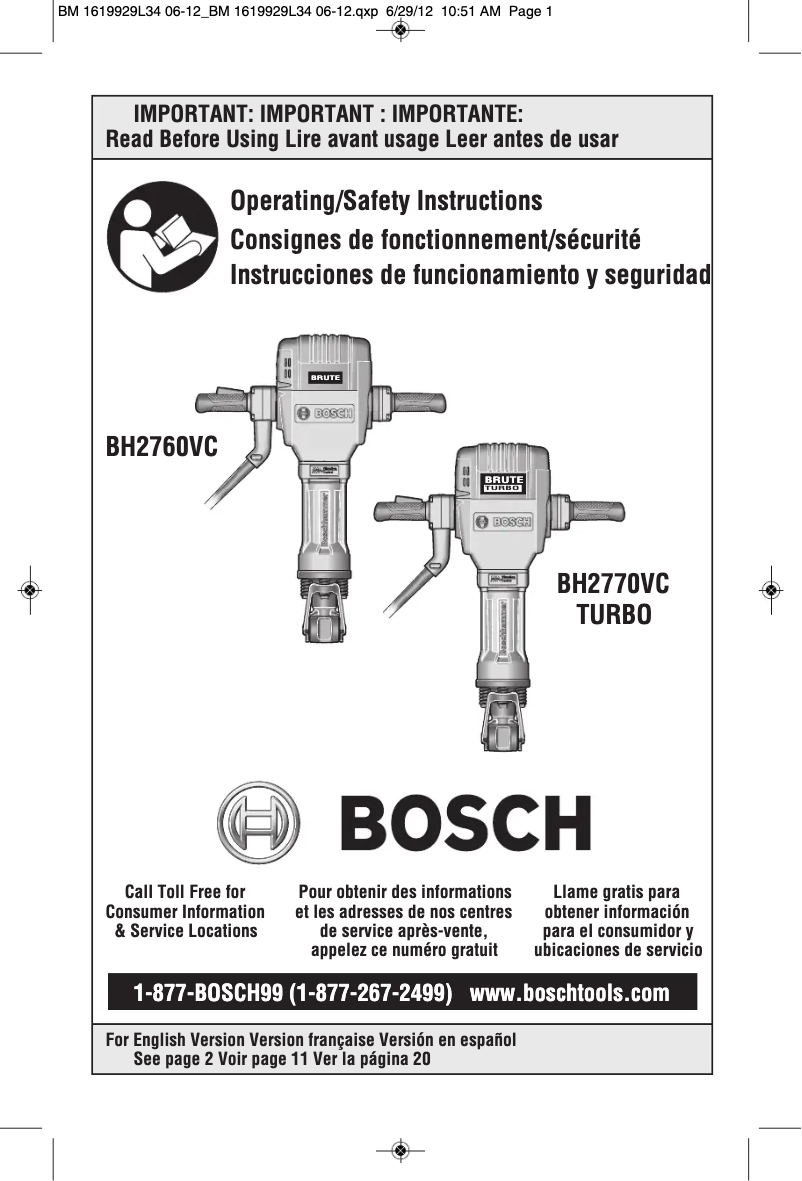 Page n°1 - Manuel utilisateur Bosch BH2770VCD