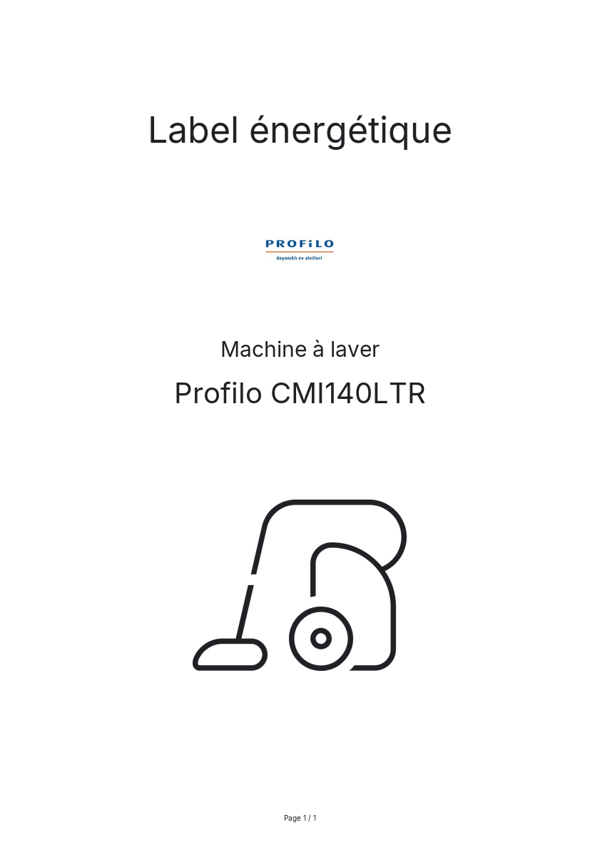 Page n°1 - Label énergétique Profilo CMI140LTR