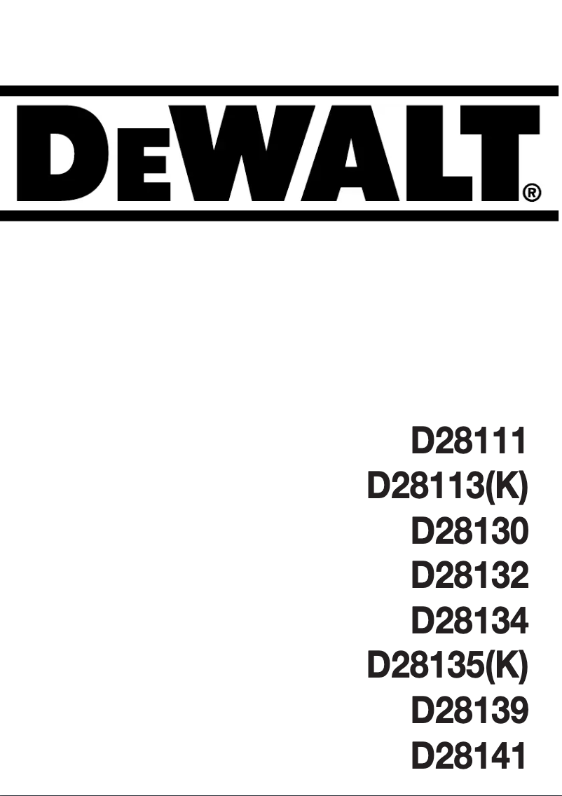 Page n°1 - Manuel utilisateur DeWalt D28132