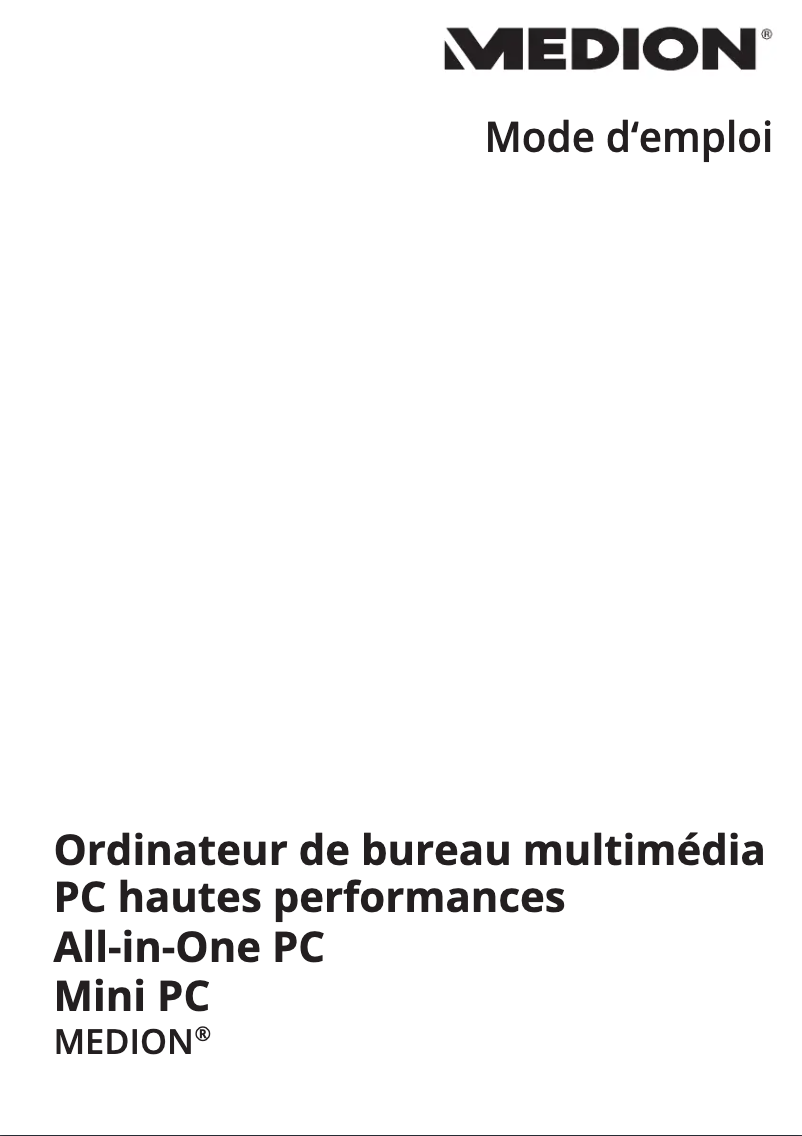 Page 1 de la notice Manuel utilisateur Medion ERAZER GAMING PC X5326 G