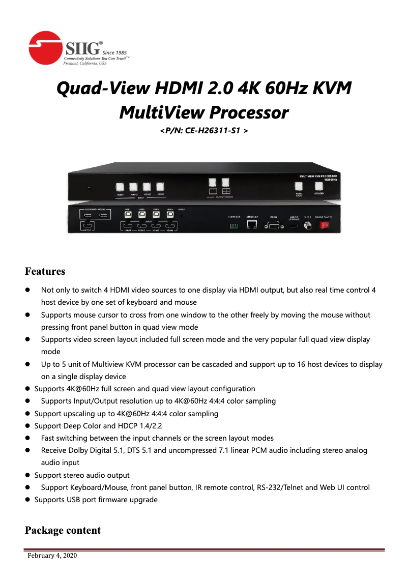 Page n°1 - Manuel utilisateur Siig CE-H26311-S1