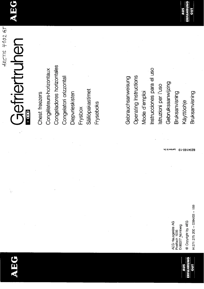 Page n°1 - Manuel utilisateur AEG A4102GT