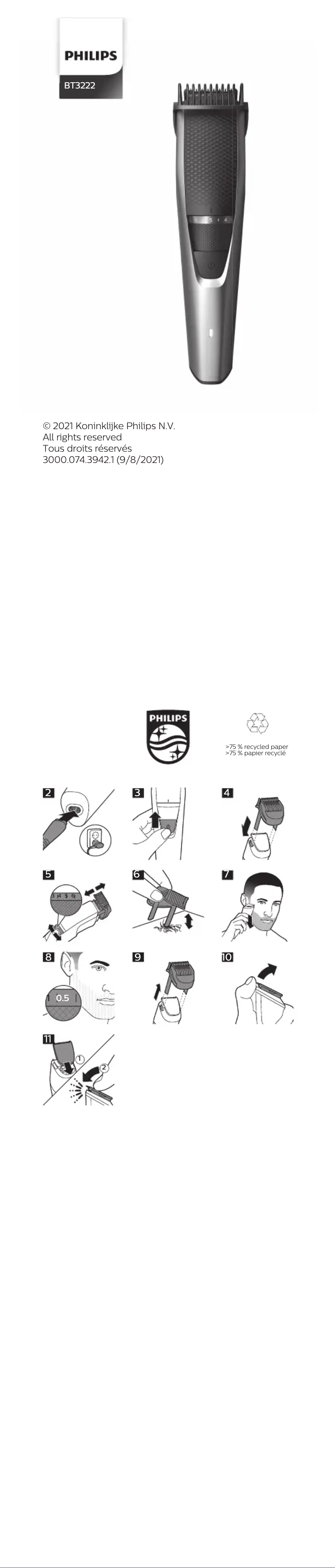 Page 1 de la notice Manuel utilisateur Philips Series 3000 BT3222