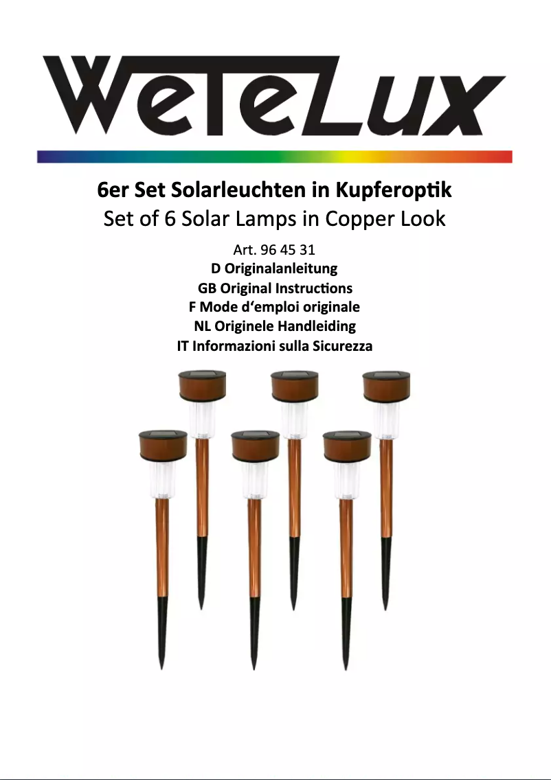 Page n°1 - Manuel utilisateur Wetelux 964531