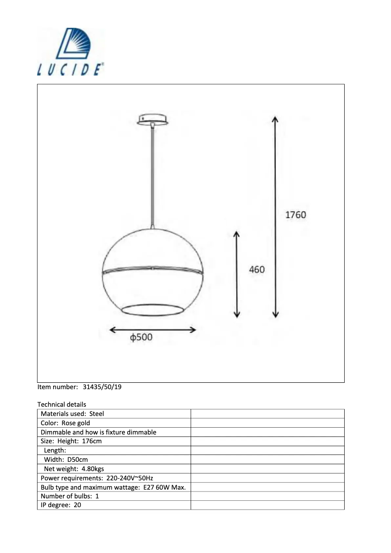 Page 1 de la notice Manuel utilisateur Lucide Seventies