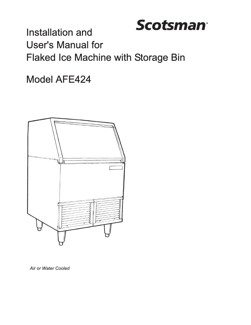 Page 1 of the manual User Manual Scotsman AFE424