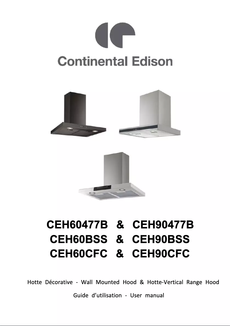 Page n°1 - Manuel utilisateur Continental Edison CEH90477B