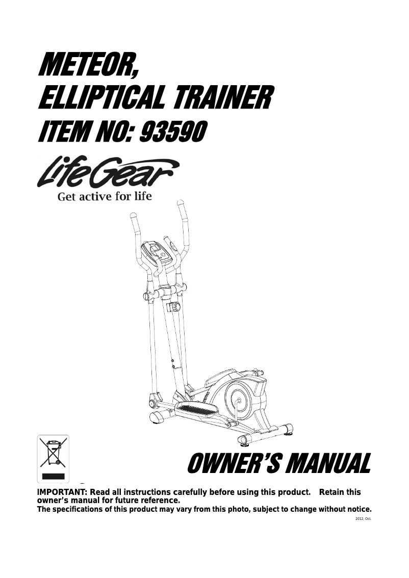 Page n°1 - Manuel utilisateur Life Gear Meteor 93590