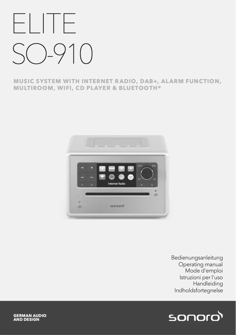 Página 1 del manual Manual de usuario Sonoro Elite SO-910