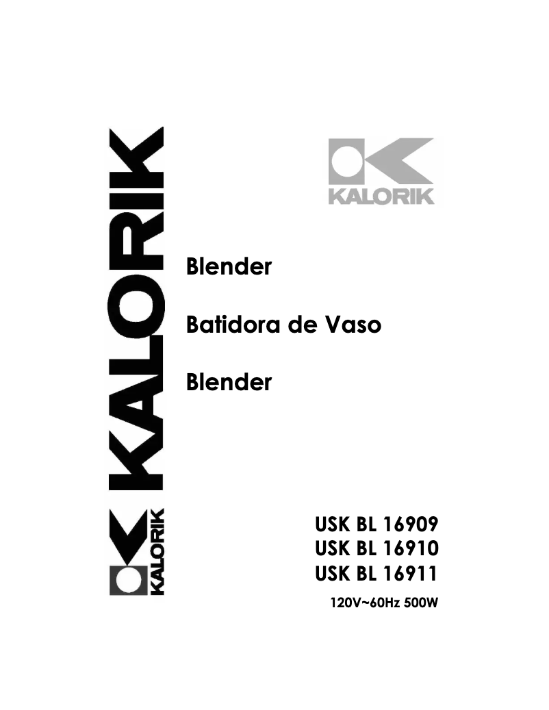 Page 1 de la notice Manuel utilisateur Kalorik USK BL 16910