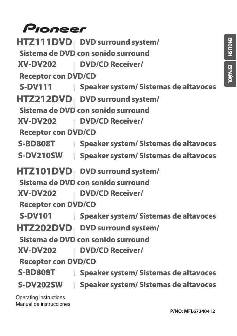 Page 1 de la notice Manuel utilisateur Pioneer HTZ-212DVD