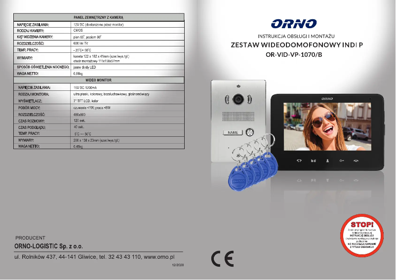 Page 1 de la notice Manuel utilisateur ORNO OR-VID-VP-1070