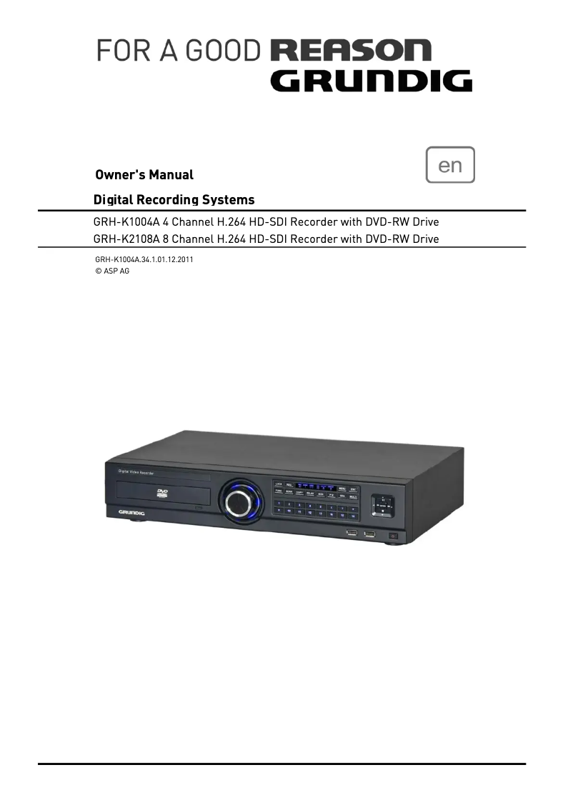 Image de la première page du manuel de l'appareil GRH-K2108A