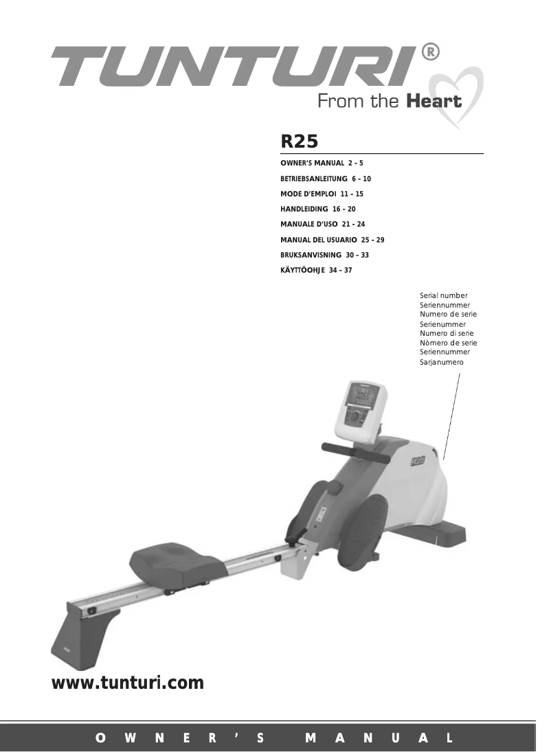 Page 1 de la notice Manuel utilisateur Tunturi R25