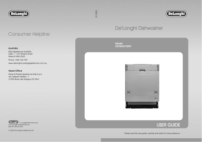 Page 1 de la notice Manuel utilisateur DeLonghi DEDW6015INFI