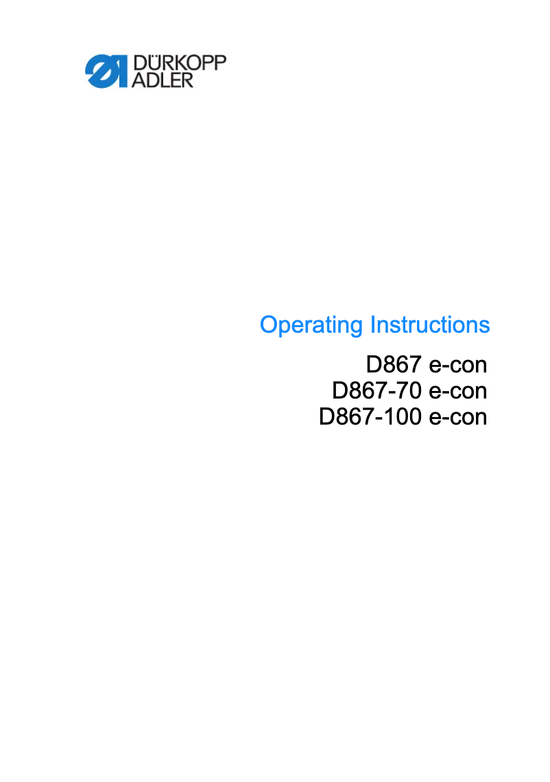 Image de la première page du manuel de l'appareil D867 e-con