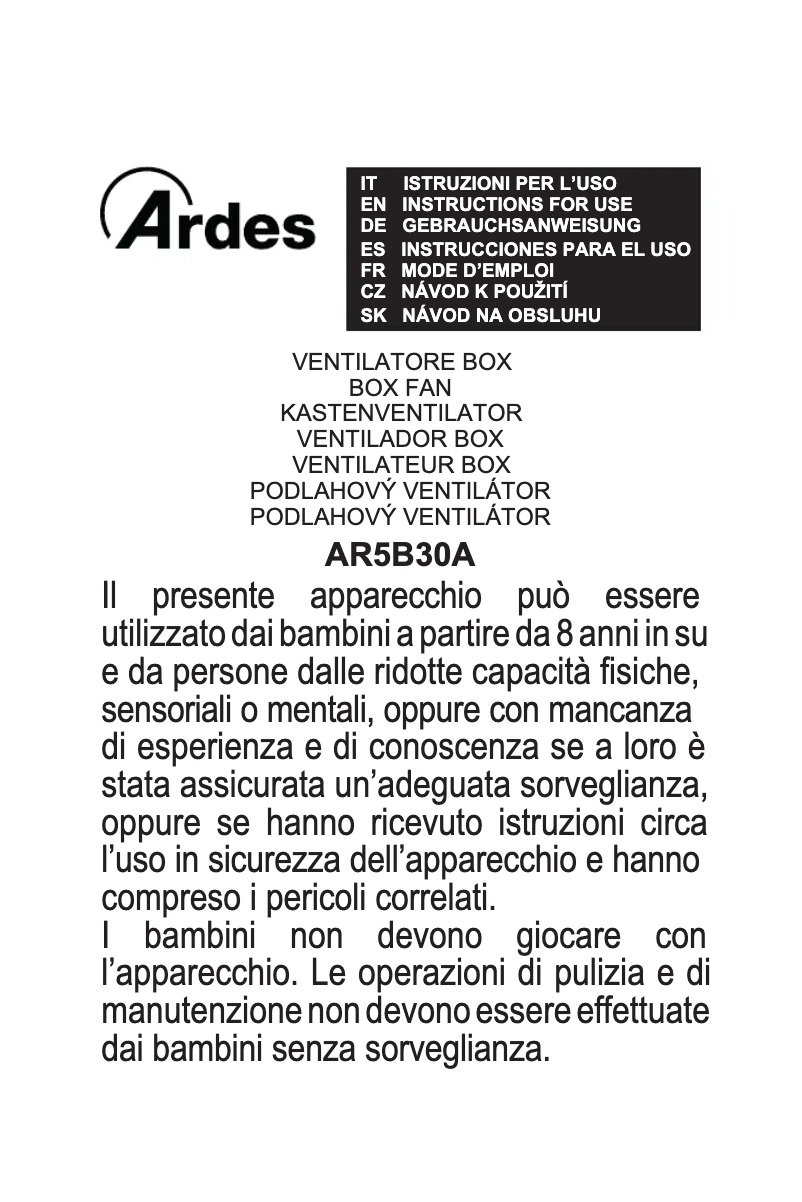 Page n°1 - Manuel utilisateur Ardes AR5B30A