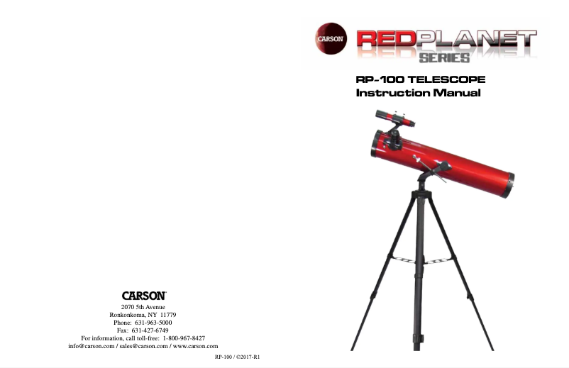 Page 1 de la notice Manuel utilisateur Carson RedPlanet RP-100