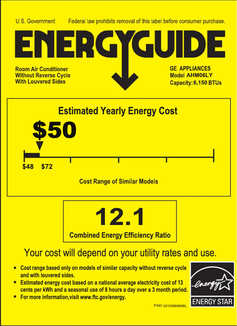 Page n°1 - Label énergétique GE AHM06LY