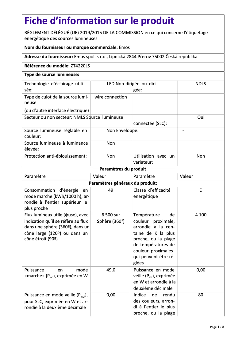 Image de la première page du manuel de l'appareil ZT4220