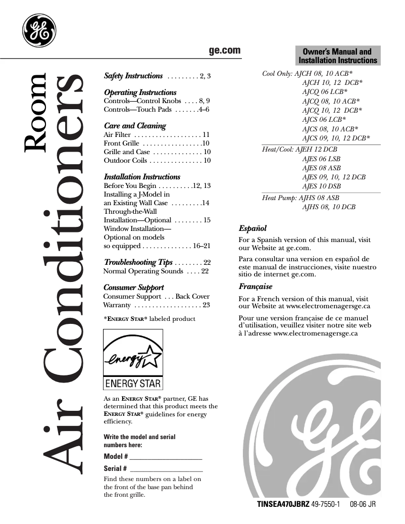 Image de la première page du manuel de l'appareil AJCH10DCB