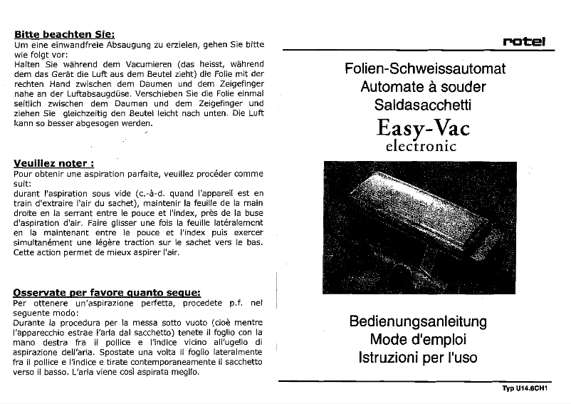 Page n°1 - Manuel utilisateur Rotel U 14.6CH1