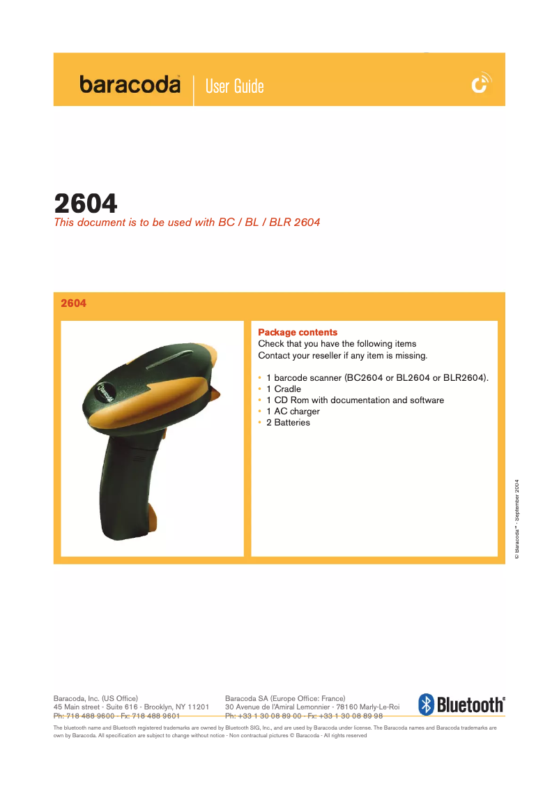 Page 1 de la notice Manuel utilisateur Baracoda BL2604