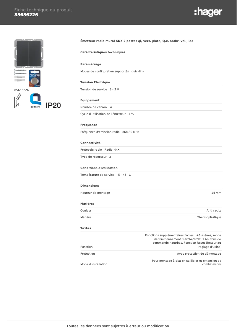 Image de la première page du manuel de l'appareil 85656226