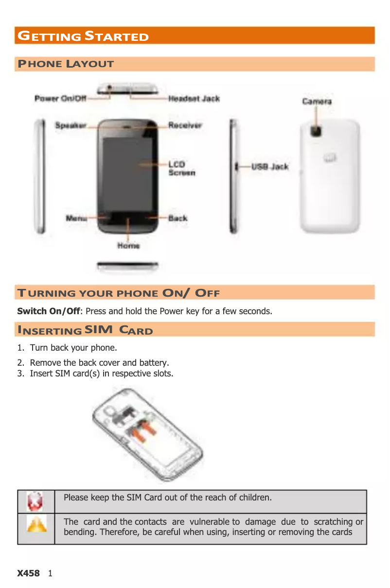 Page n°1 - Manuel utilisateur Micromax X458