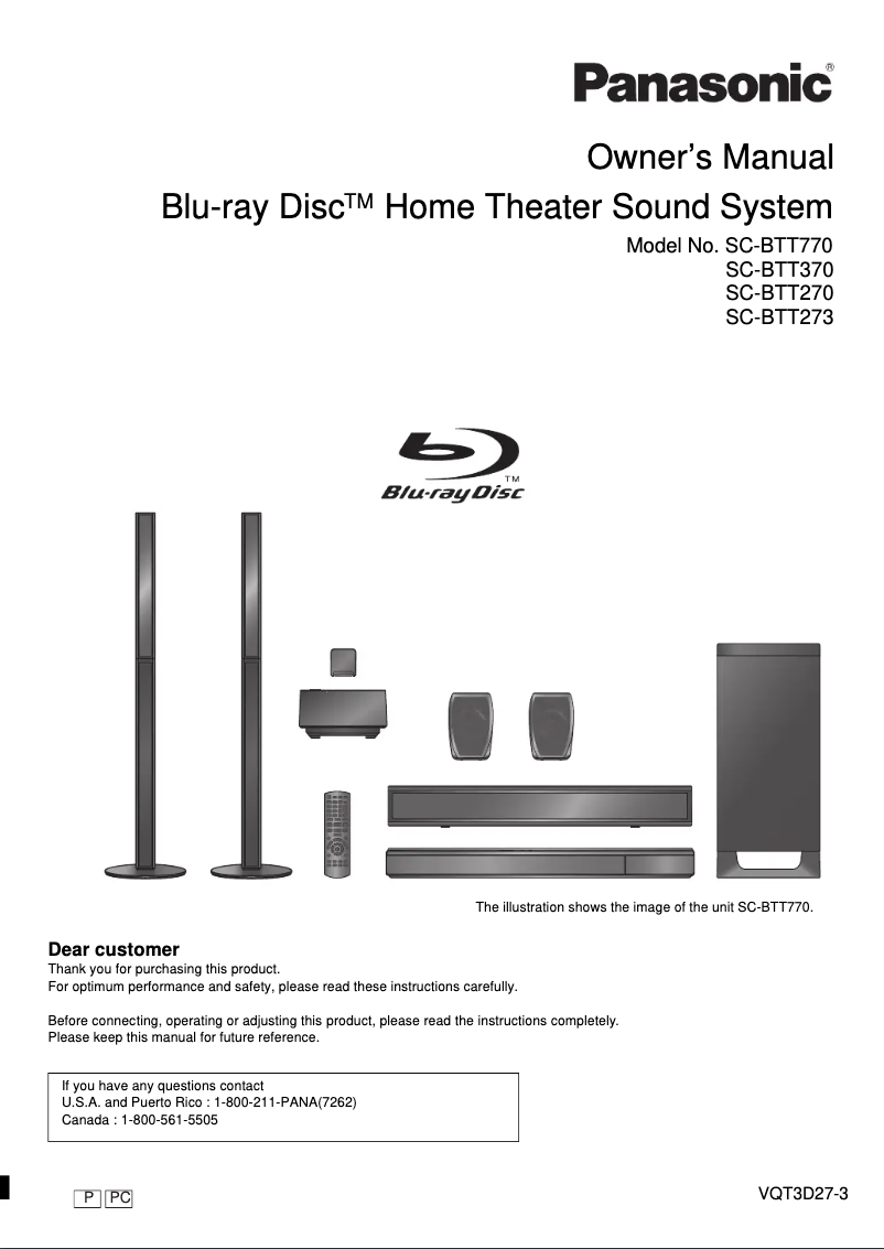 Image de la première page du manuel de l'appareil SC-BTT273