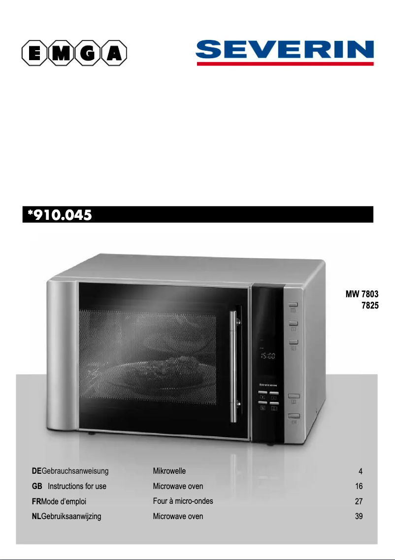 Page n°1 - Manuel utilisateur Severin MW 7803