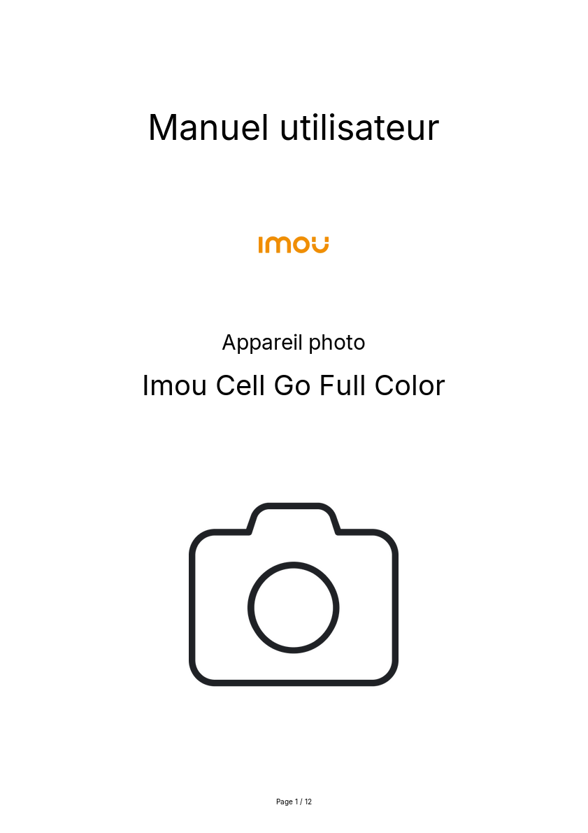 Page n°1 - Manuel utilisateur Imou Cell Go Full Color