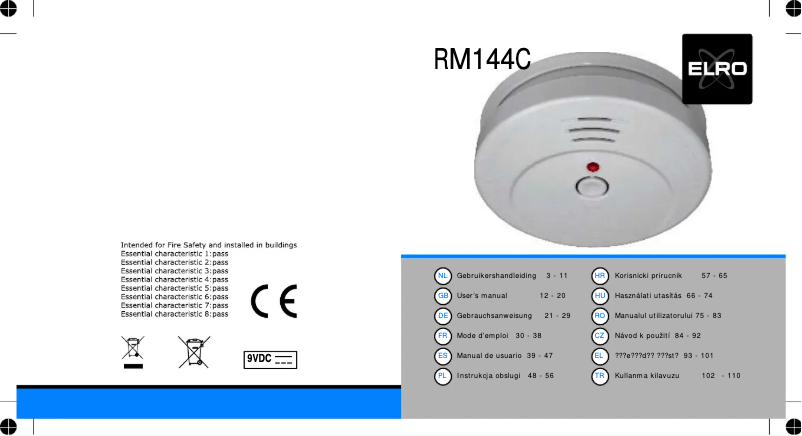 Imagen de la primera página del manual del dispositivo RM144C
