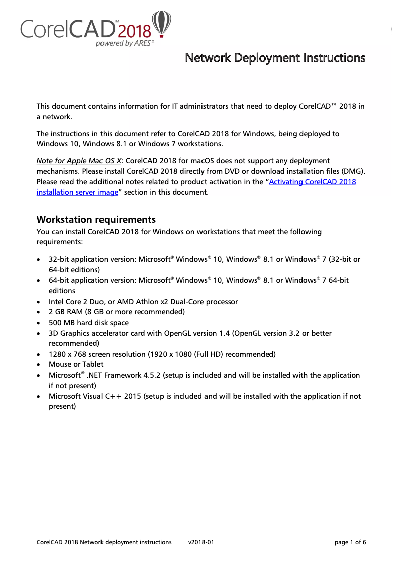 Image de la première page du manuel de l'appareil CAD 2018