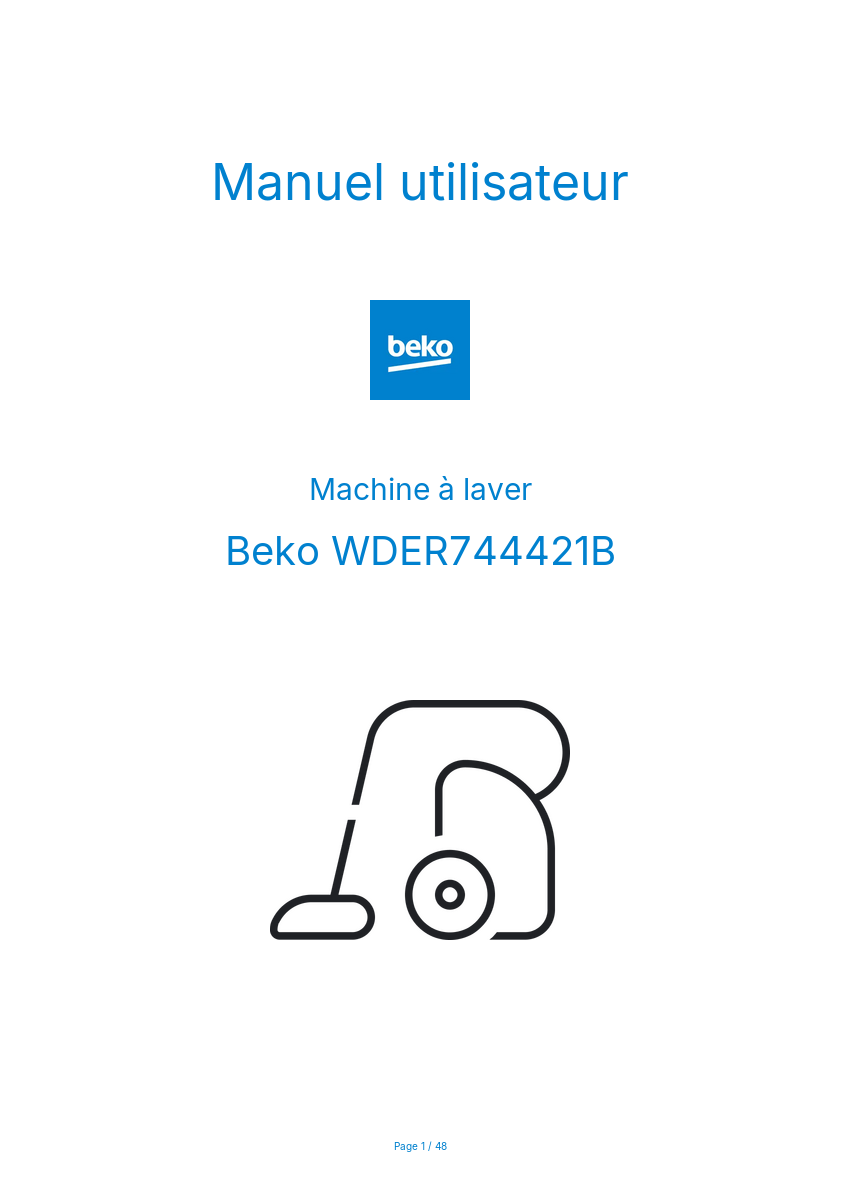 Image de la première page du manuel de l'appareil WDER744421B