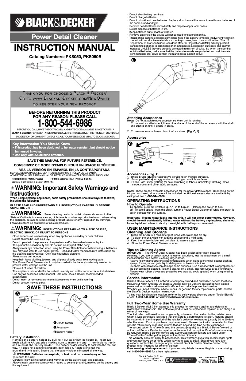 Page 1 de la notice Manuel utilisateur Black & Decker PKS050