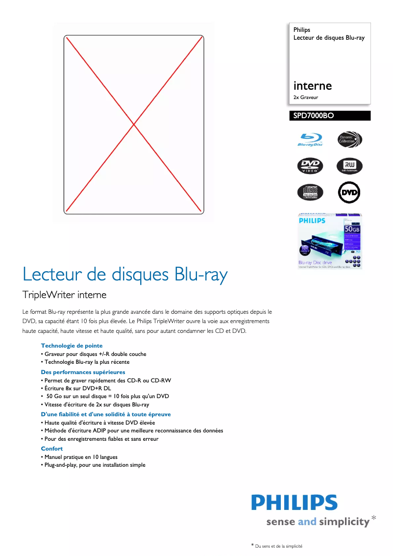 Página 1 del manual Ficha técnica Philips SPD7000BO