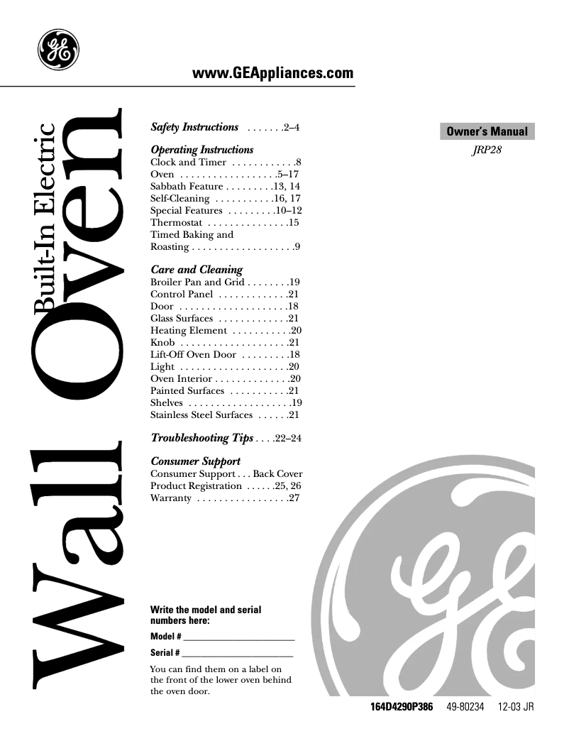 Image de la première page du manuel de l'appareil JRP28BJBB