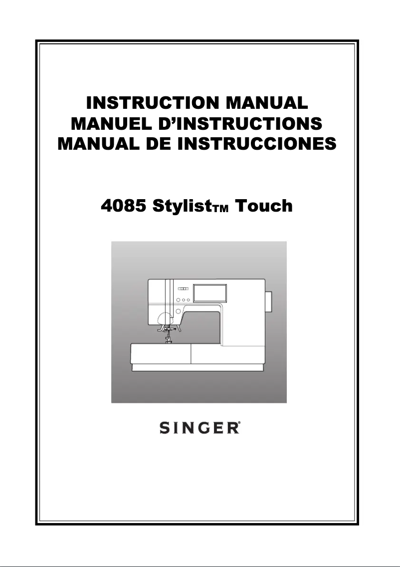 Page 1 de la notice Manuel utilisateur Singer Stylist Touch 4085
