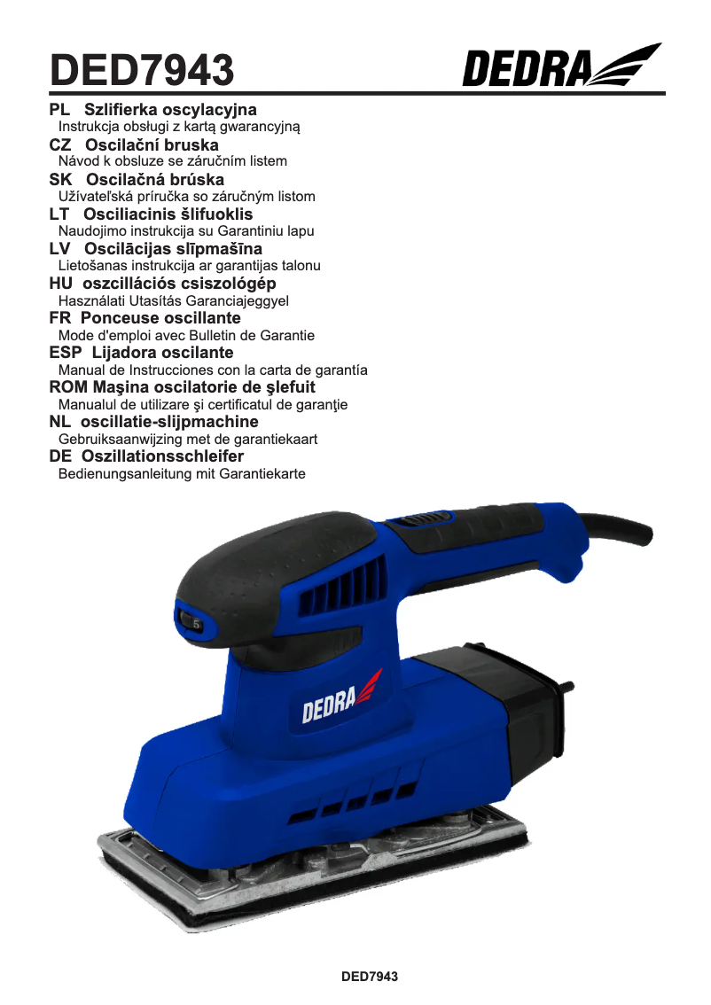 Página 1 del manual Manual de usuario DEDRA DED7943