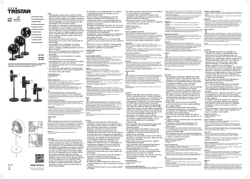 Page 1 de la notice Manuel utilisateur TriStar VE-5928