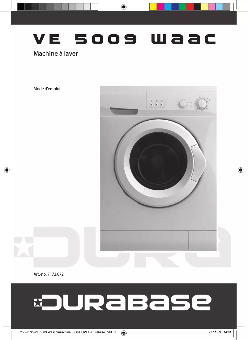 Page 1 de la notice Manuel utilisateur Durabase VE 5009 WAAC