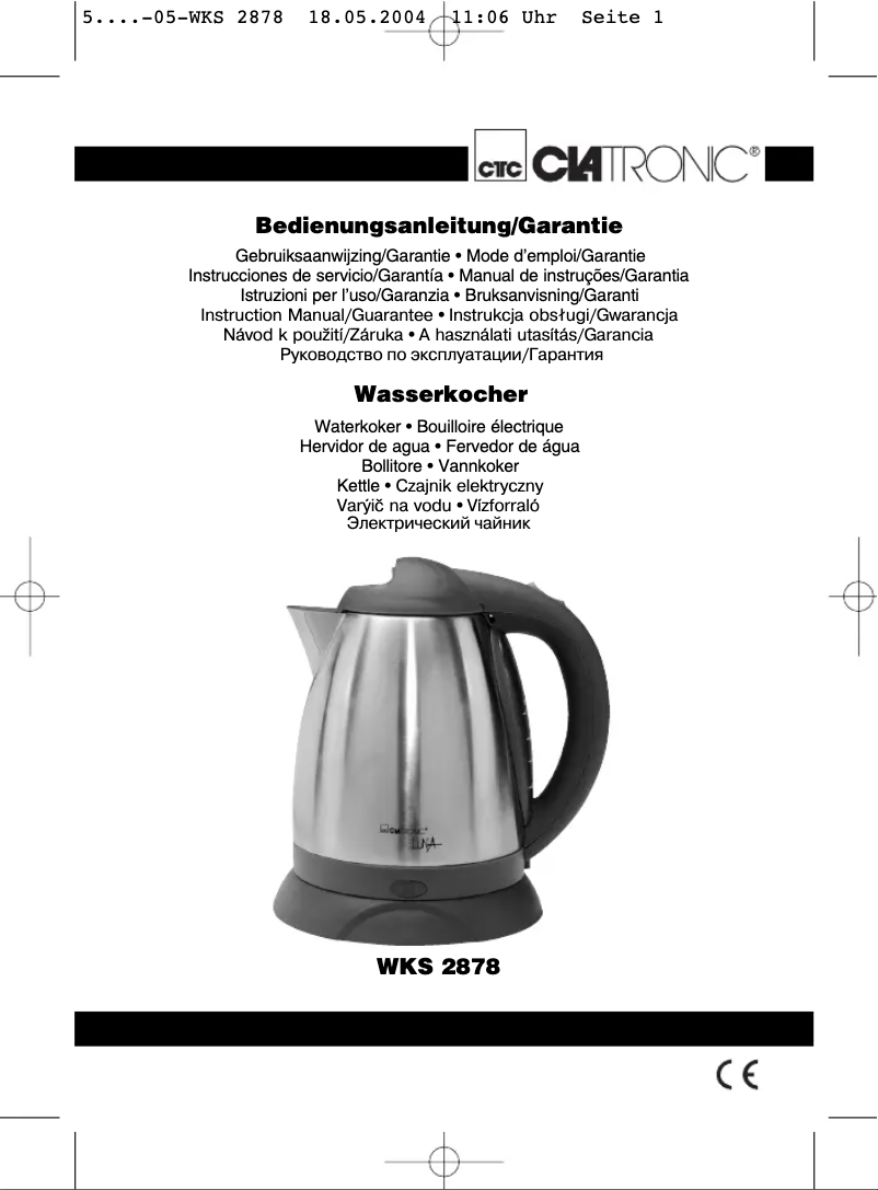 Page 1 de la notice Manuel utilisateur Clatronic WKS 2878