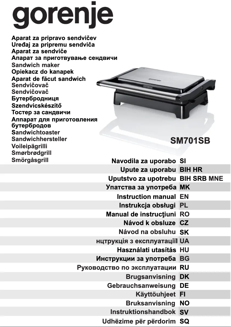 Page 1 de la notice Manuel utilisateur Gorenje SM701SB