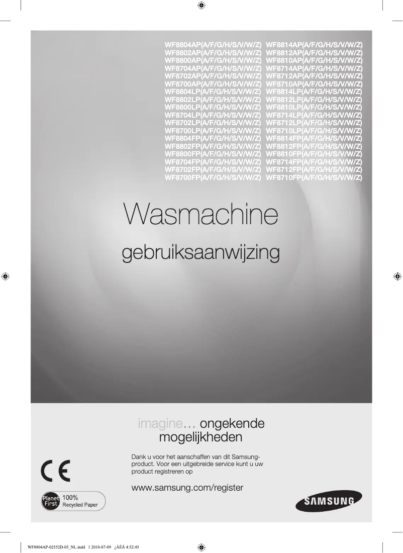 Page 1 de la notice Manuel utilisateur Samsung WF8814LP